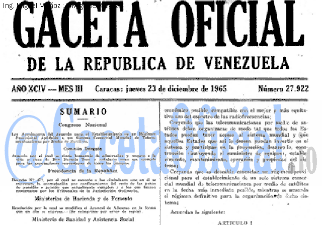 Gaceta Oficial 27922 del 23 Diciembre 1965