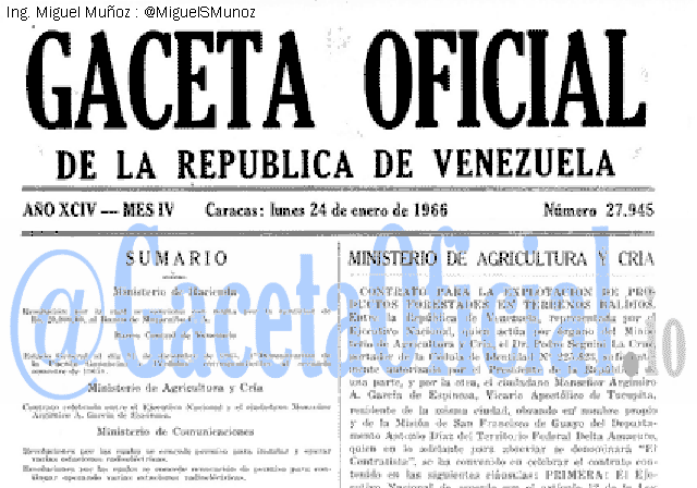 Gaceta Oficial 27945 del 24 Enero 1966