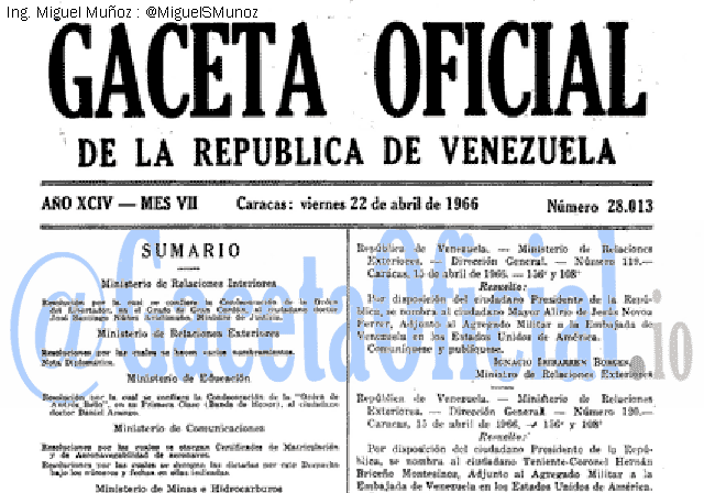 Gaceta Oficial 28013 del 22 Abril 1966