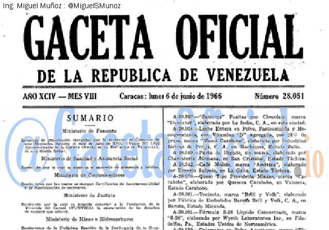 Gaceta Oficial 28051 del 6 Junio 1966