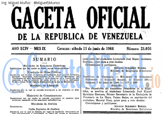 Gaceta Oficial 28056 del 11 Junio 1966
