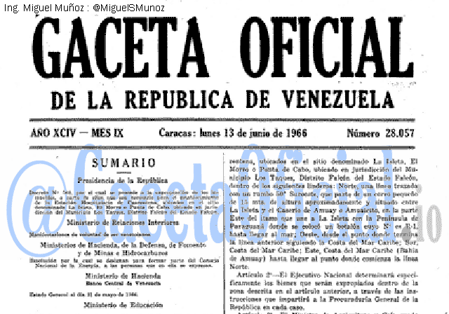 Gaceta Oficial 28057 del 13 Junio 1966