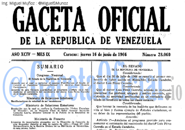 Gaceta Oficial 28060 del 16 Junio 1966