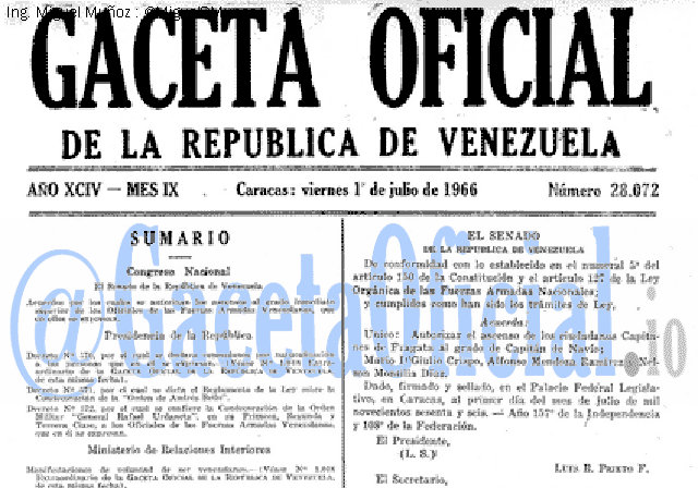 Gaceta Oficial 28072 del 1 Julio 1966