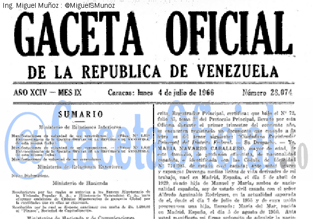Gaceta Oficial 28074 del 4 Julio 1966