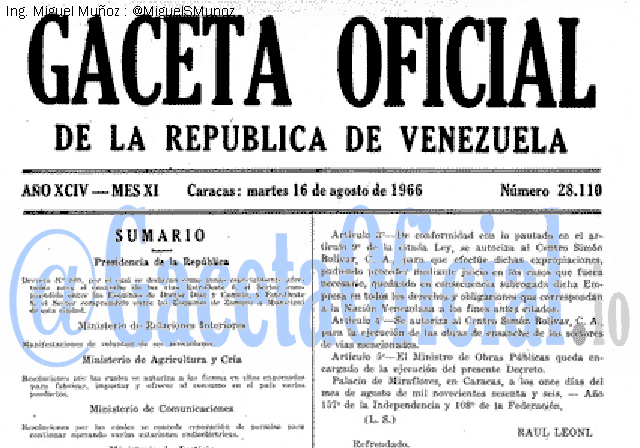 Gaceta Oficial 28110 del 16 Agosto 1966