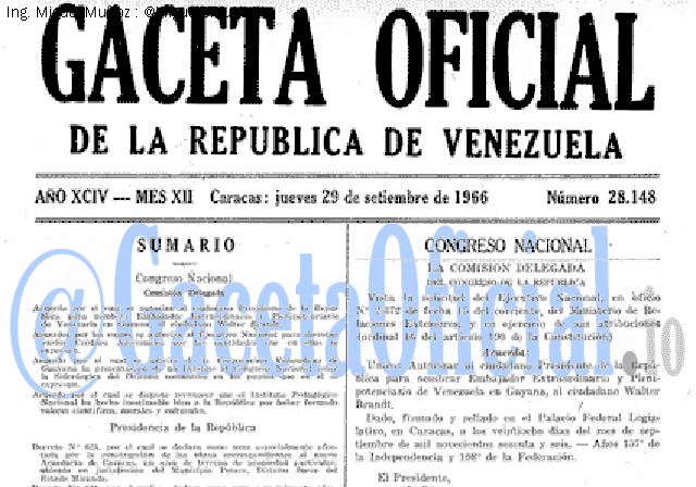 Gaceta Oficial 28148 del 29 Septiembre 1966