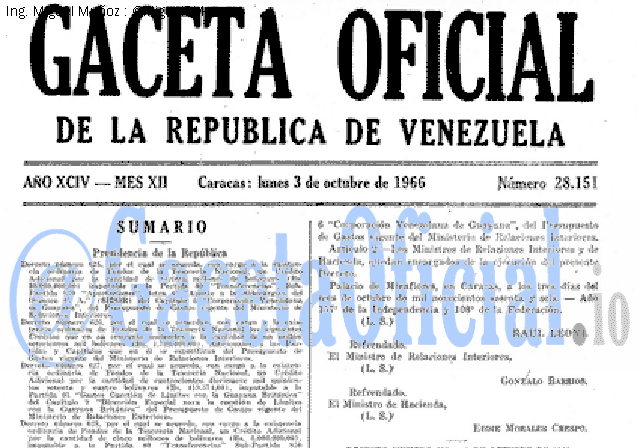 Gaceta Oficial 28151 del 3 Octubre 1966