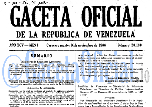Gaceta Oficial 28180 del 8 Noviembre 1966