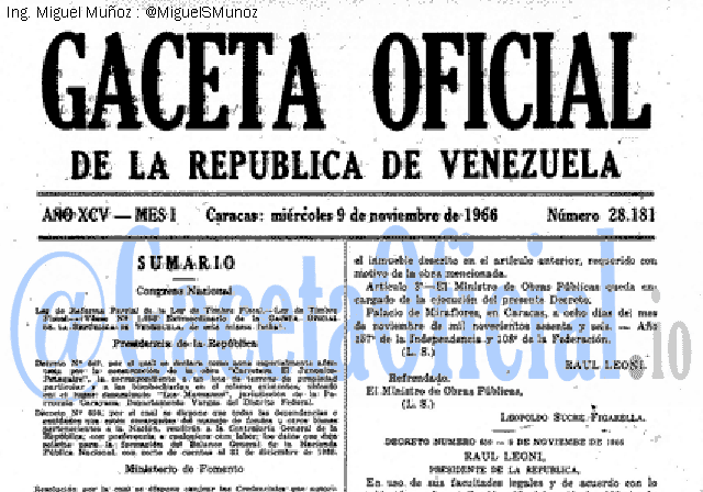 Gaceta Oficial 28181 del 9 Noviembre 1966