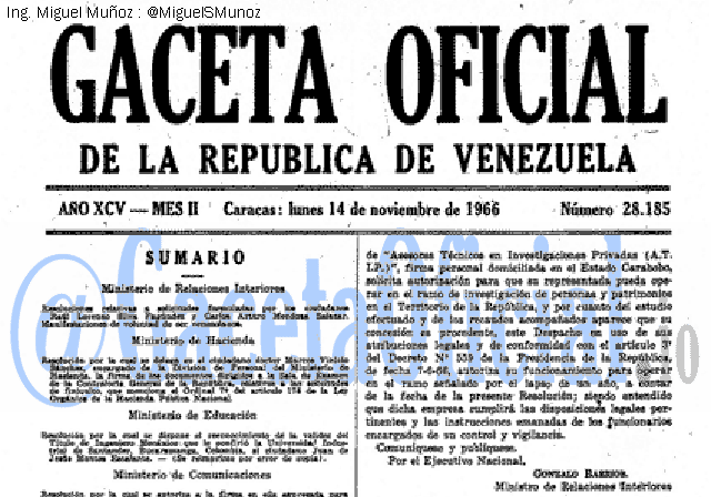 Gaceta Oficial 28185 del 14 Noviembre 1966