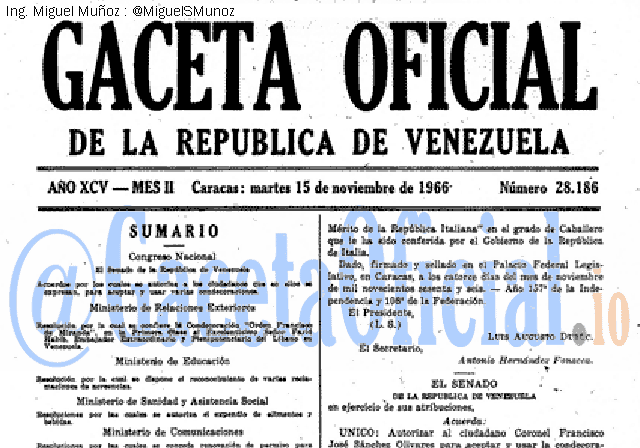 Gaceta Oficial 28186 del 15 Noviembre 1966