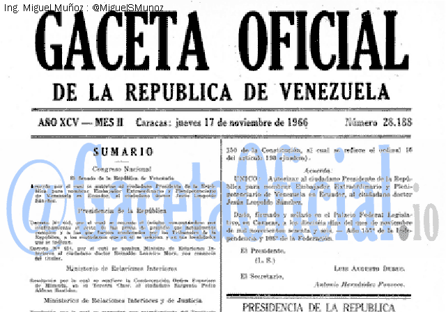Gaceta Oficial 28188 del 17 Noviembre 1966