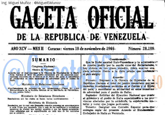Gaceta Oficial 28189 del 18 Noviembre 1966