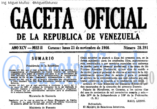 Gaceta Oficial 28191 del 21 Noviembre 1966