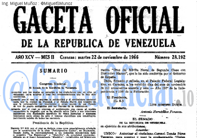 Gaceta Oficial 28192 del 22 Noviembre 1966