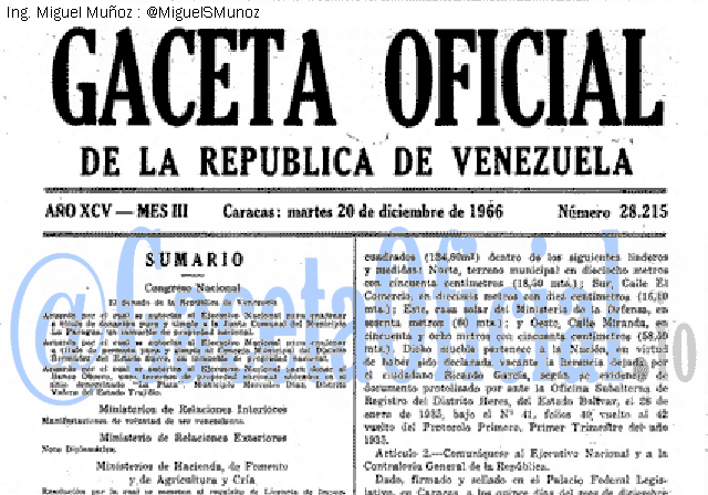 Gaceta Oficial 28215 del 20 Diciembre 1966