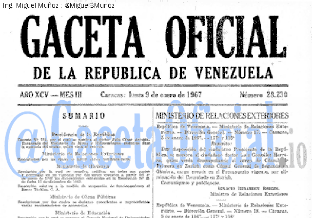Gaceta Oficial 28230 del 9 Enero 1967