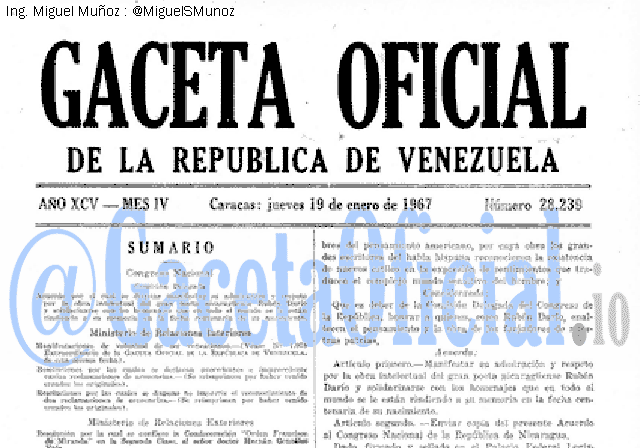 Gaceta Oficial 28239 del 19 Enero 1967