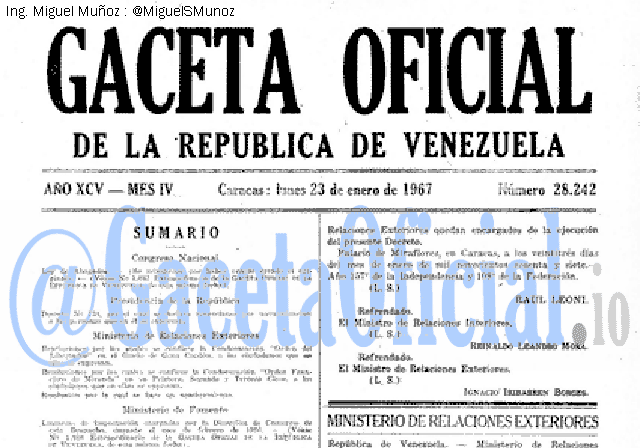 Gaceta Oficial 28242 del 23 Enero 1967