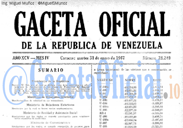 Gaceta Oficial 28249 del 31 Enero 1967