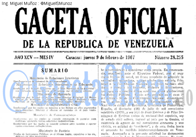 Gaceta Oficial 28255 del 9 Febrero 1967