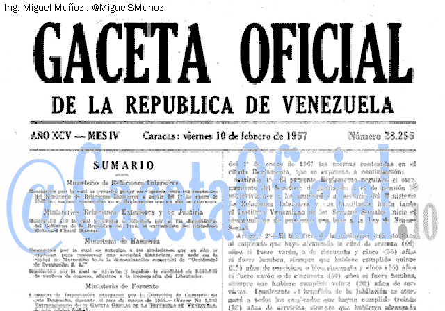 Gaceta Oficial 28256 del 10 Febrero 1967