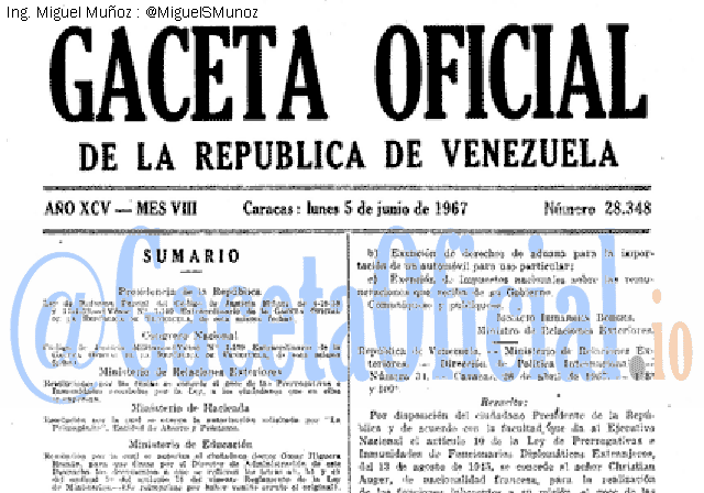 Gaceta Oficial 28348 del 5 Junio 1967