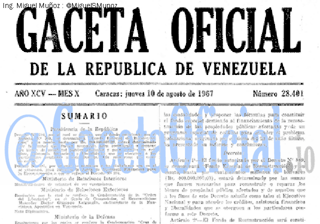 Gaceta Oficial 28401 del 10 Agosto 1967