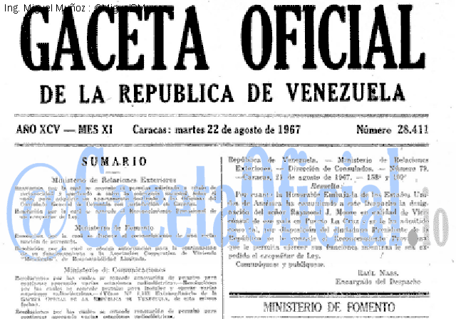 Gaceta Oficial 28411 del 22 Agosto 1967