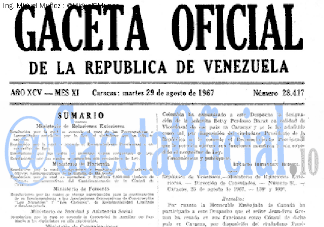 Gaceta Oficial 28417 del 29 Agosto 1967