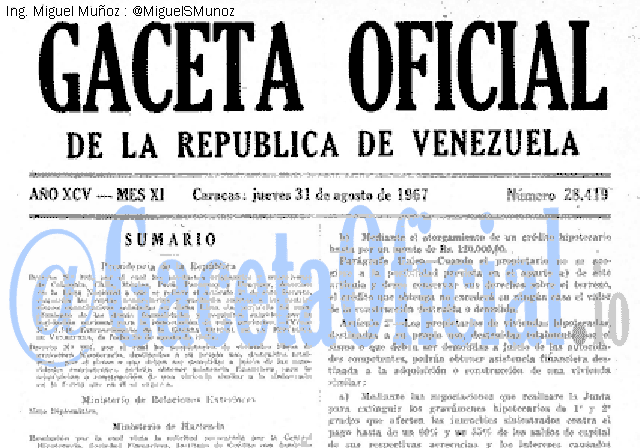 Gaceta Oficial 28419 del 31 Agosto 1967