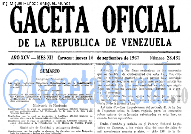 Gaceta Oficial 28431 del 14 Septiembre 1967