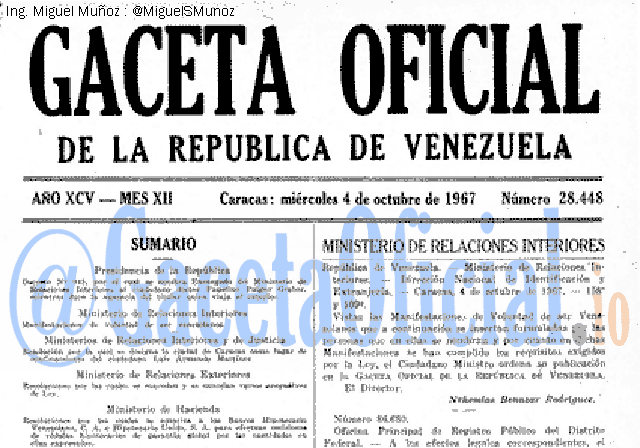 Gaceta Oficial 28448 del 4 Octubre 1967