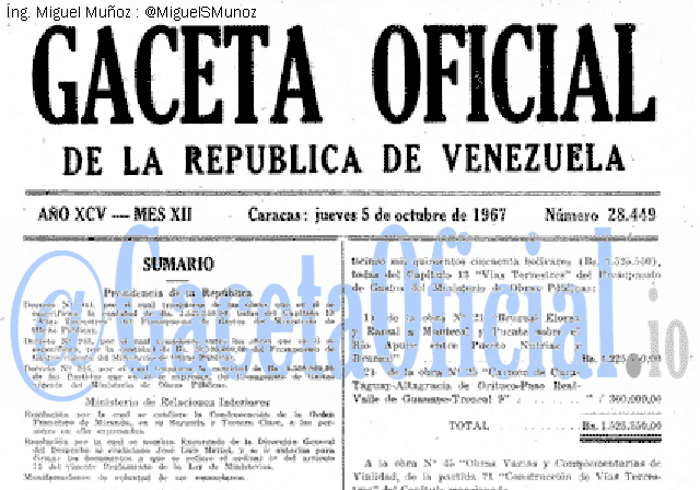 Gaceta Oficial 28449 del 5 Octubre 1967