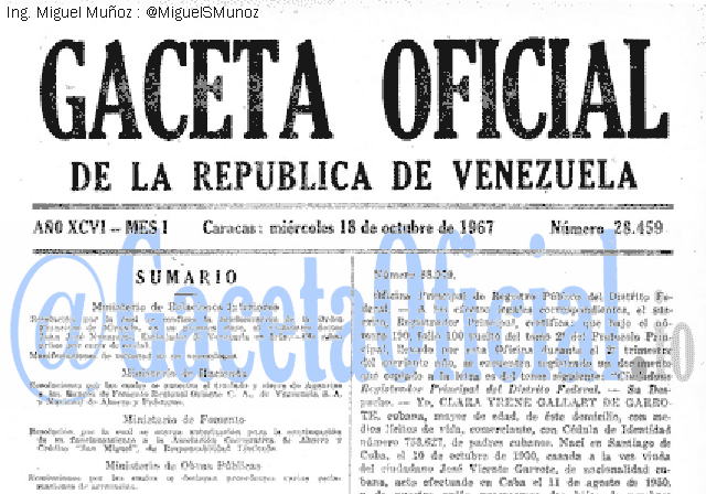 Gaceta Oficial 28459 del 18 Octubre 1967