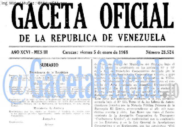 Gaceta Oficial 28524 del 5 Enero 1968