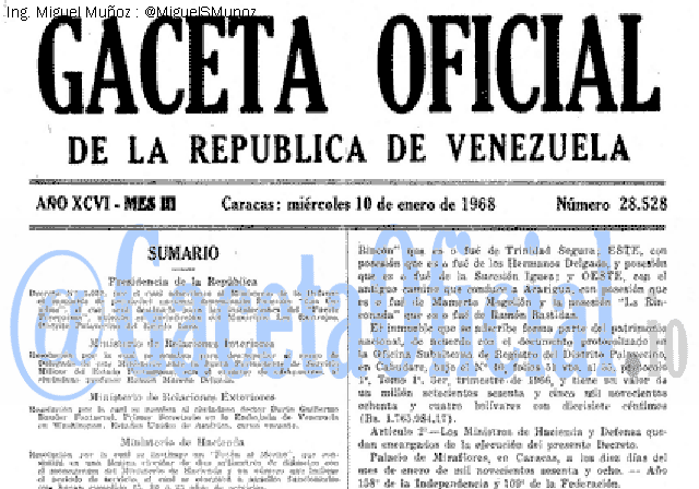 Gaceta Oficial 28528 del 10 Enero 1968