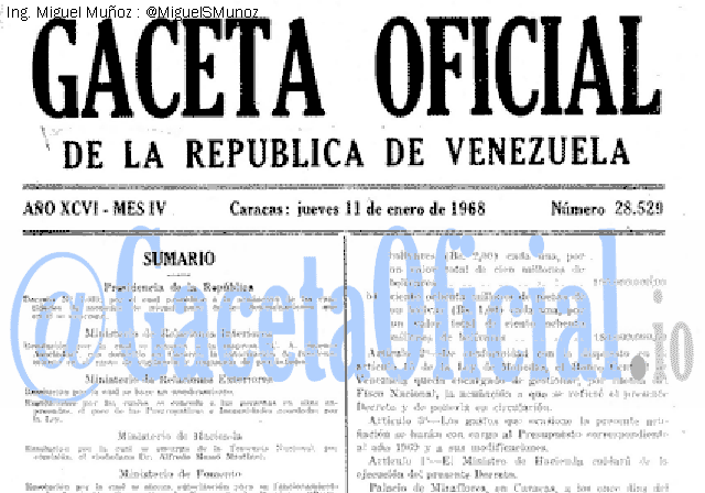 Gaceta Oficial 28529 del 11 Enero 1968