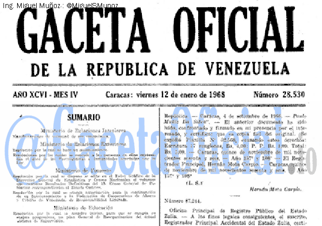 Gaceta Oficial 28530 del 12 Enero 1968