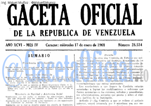 Gaceta Oficial 28534 del 17 Enero 1968