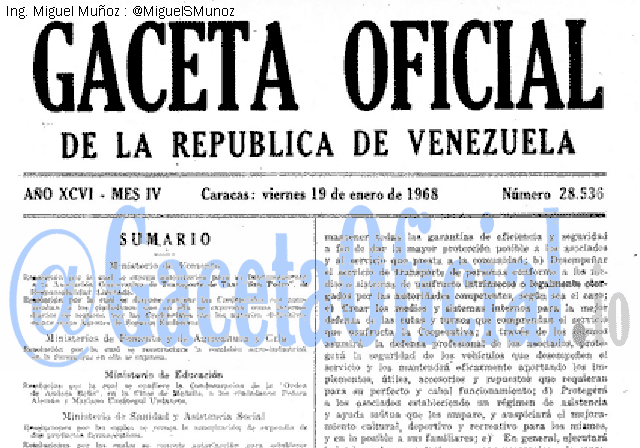 Gaceta Oficial 28536 del 19 Enero 1968