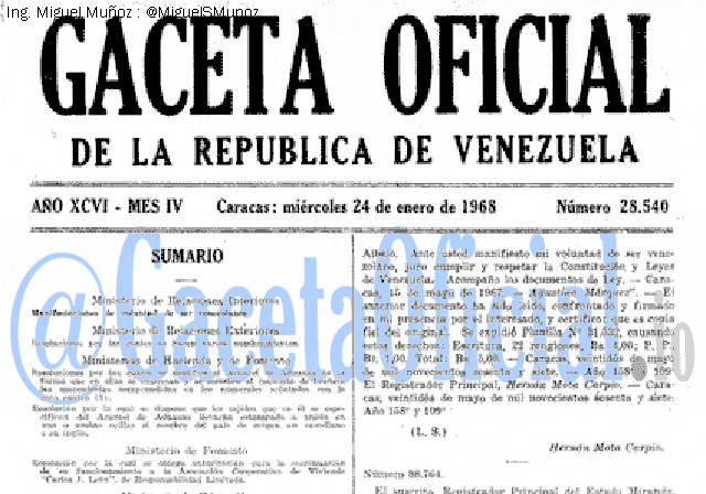 Gaceta Oficial 28540 del 24 Enero 1968