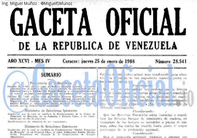 Gaceta Oficial 28541 del 25 Enero 1968