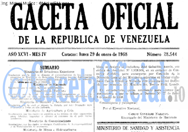 Gaceta Oficial 28544 del 29 Enero 1968