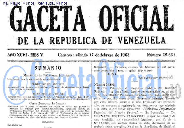 Gaceta Oficial 28561 del 17 Febrero 1968