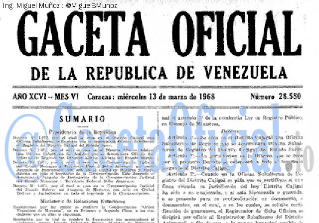 Gaceta Oficial 28580 del 13 Marzo 1968