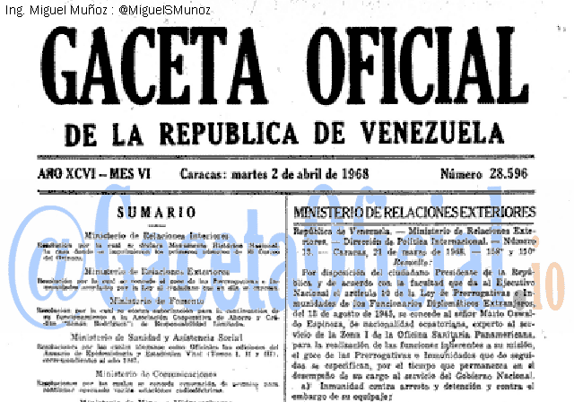Gaceta Oficial 28596 del 2 Abril 1968