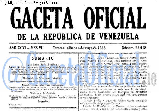Gaceta Oficial 28618 del 4 Mayo 1968