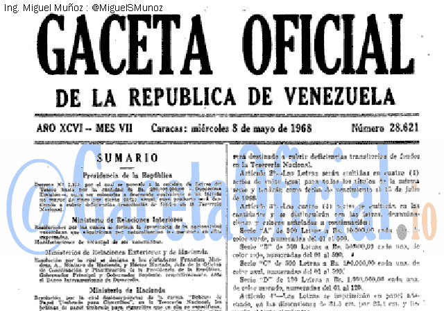 Gaceta Oficial 28621 del 8 Mayo 1968
